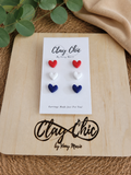 PATRIOTIC HEART STUDS