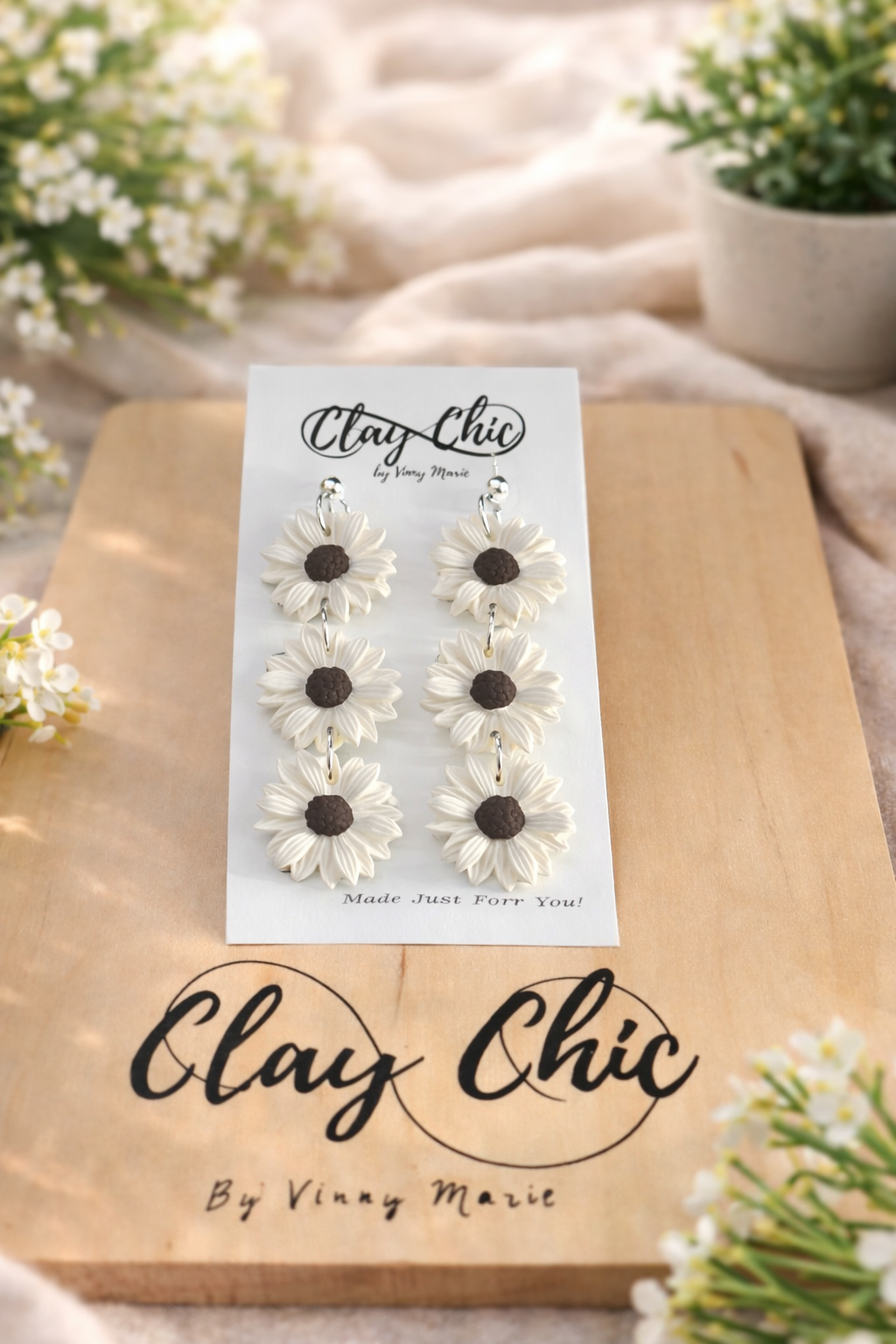 Delilah Triple Daisy Dangles